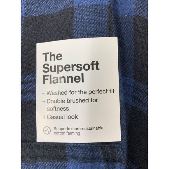 Men’s Sonoma blue plaid flannel shirt small NWT 5818 button casual - Picture 2 of 7